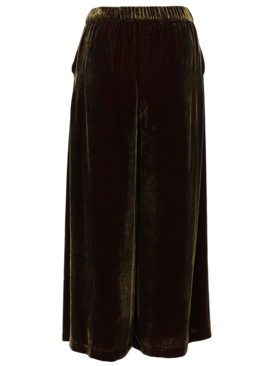 Velvety Brown Pants with Relaxed Fit and Subtle Sheen