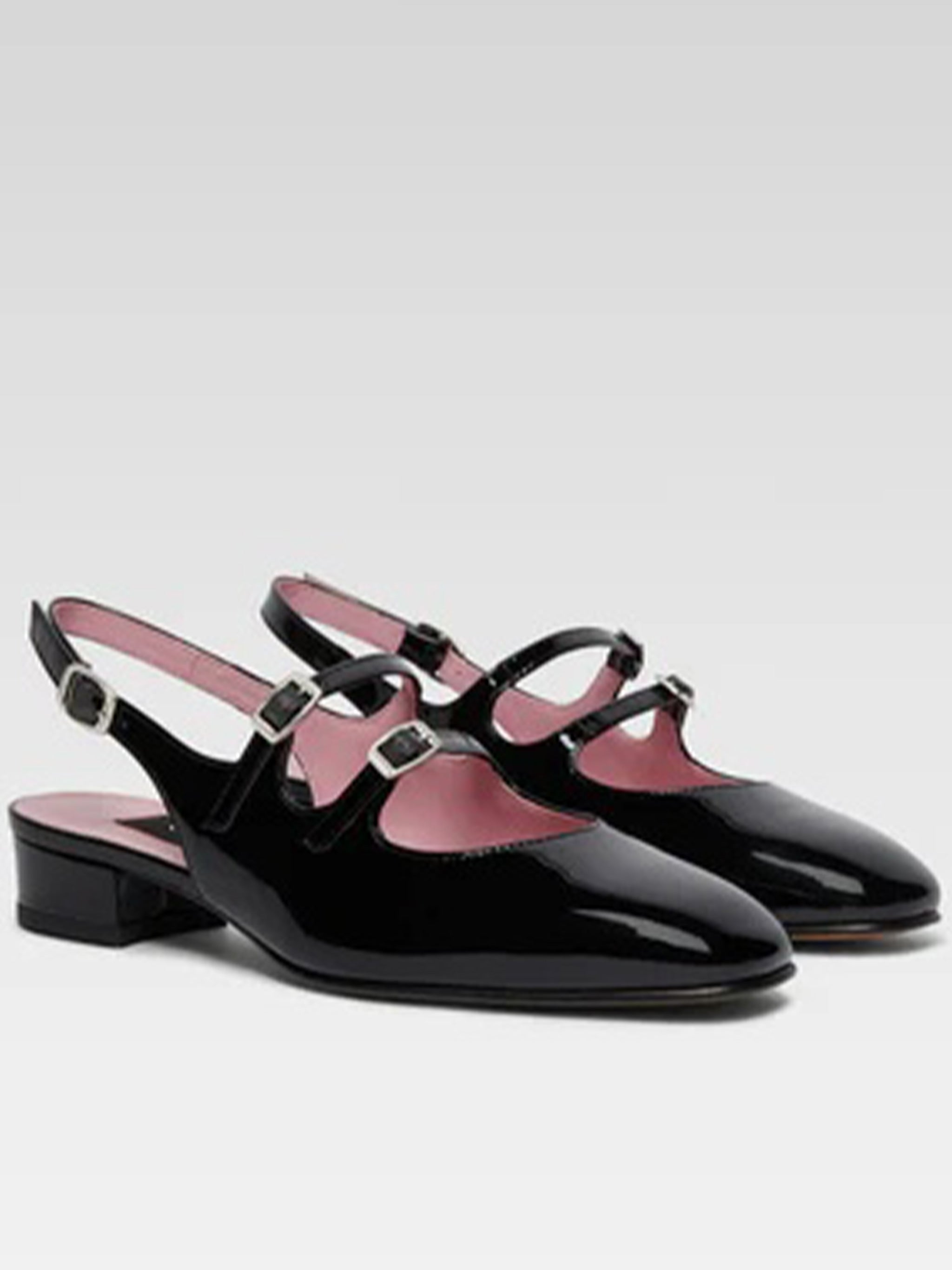Peche Glossy Black Patent Slingback Flats