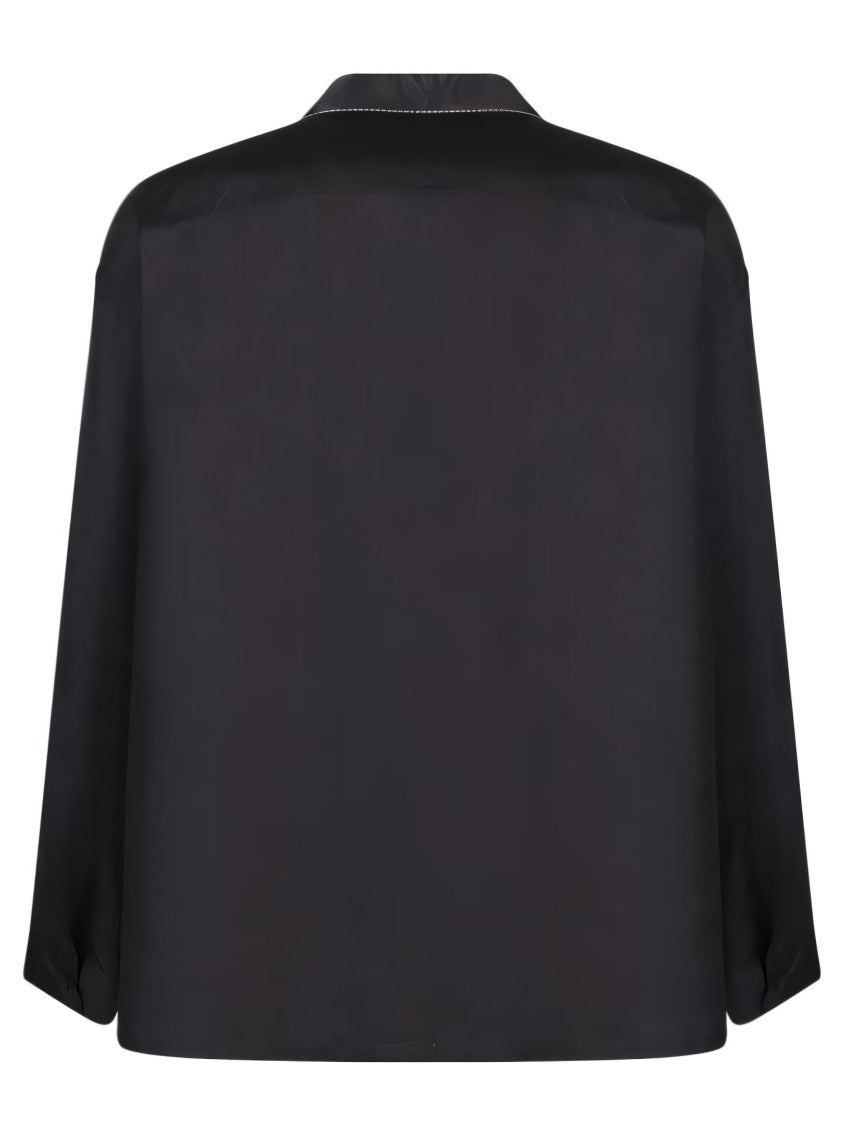 Long-Sleeve Silk Shirt With Classic Collar