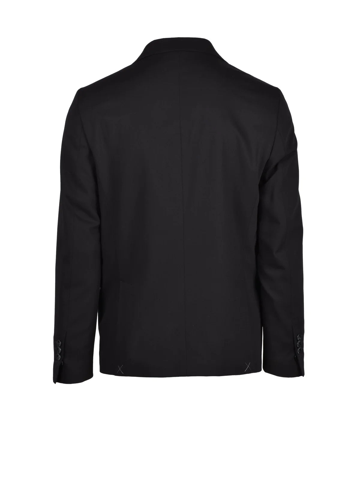 Black Polyester Viscose Wool Elastane Men Suit