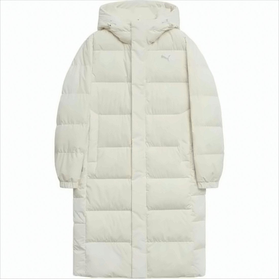 Quilted White Long Padded Coat with Hood