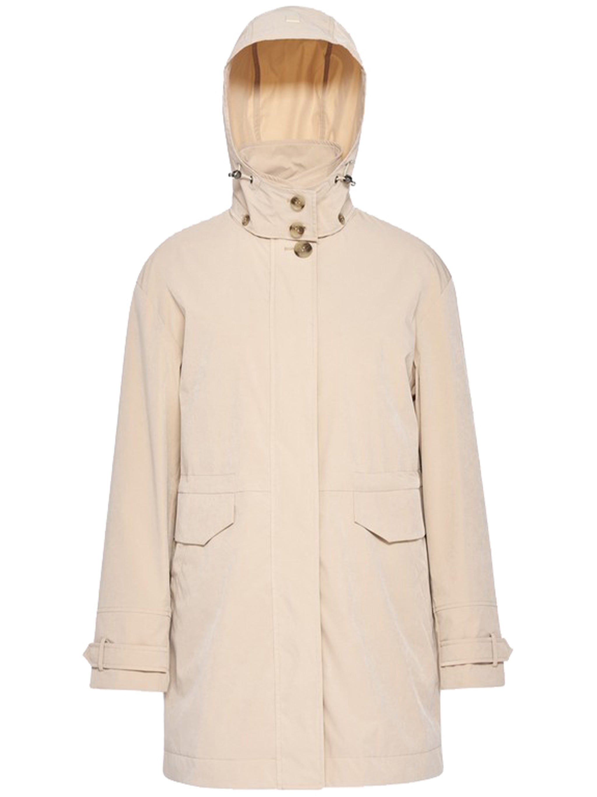 Mantinea Minimalist Soft Beige Hooded Jacket