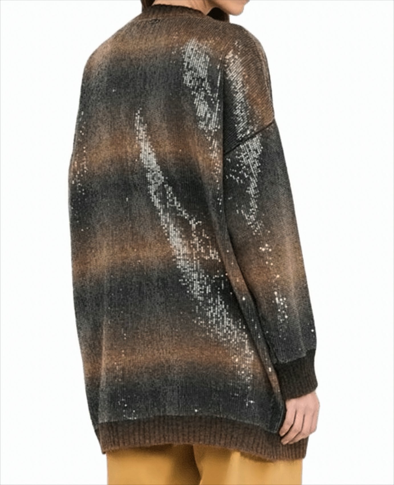 Gradient Sequin-Embellished Long Cardigan