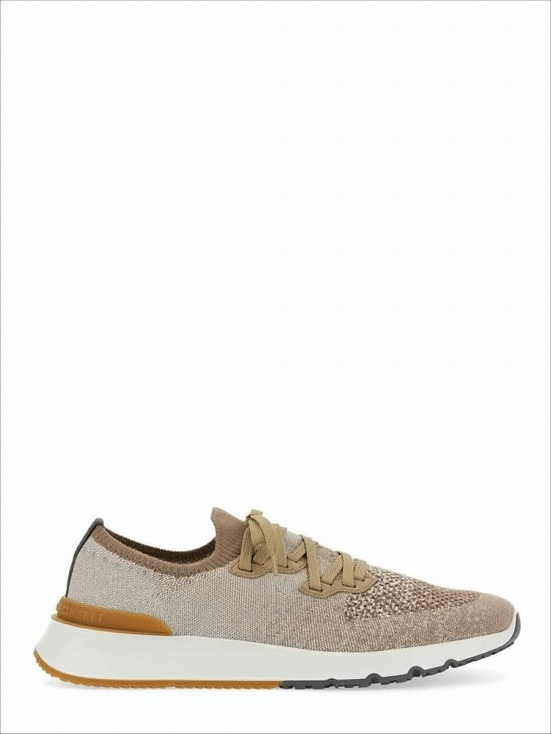 Textured Knit Sneakers with Mustard Accent