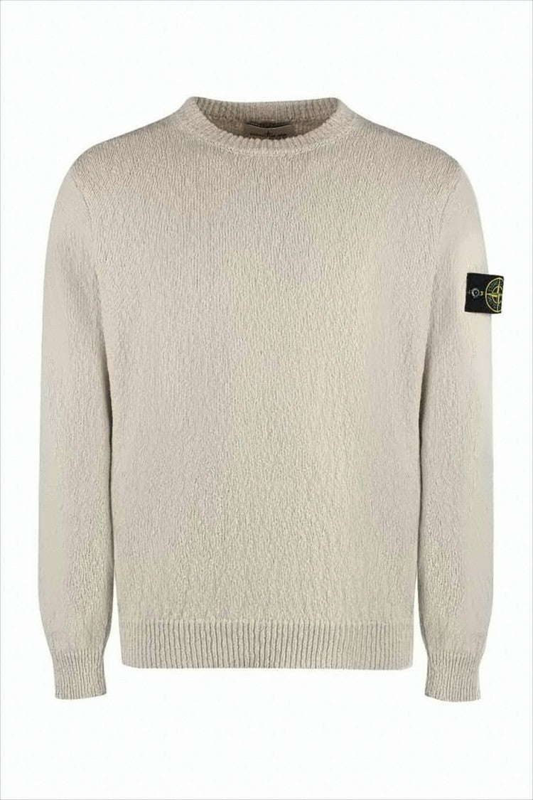 Textured Knit Sweater with Crew Neckline