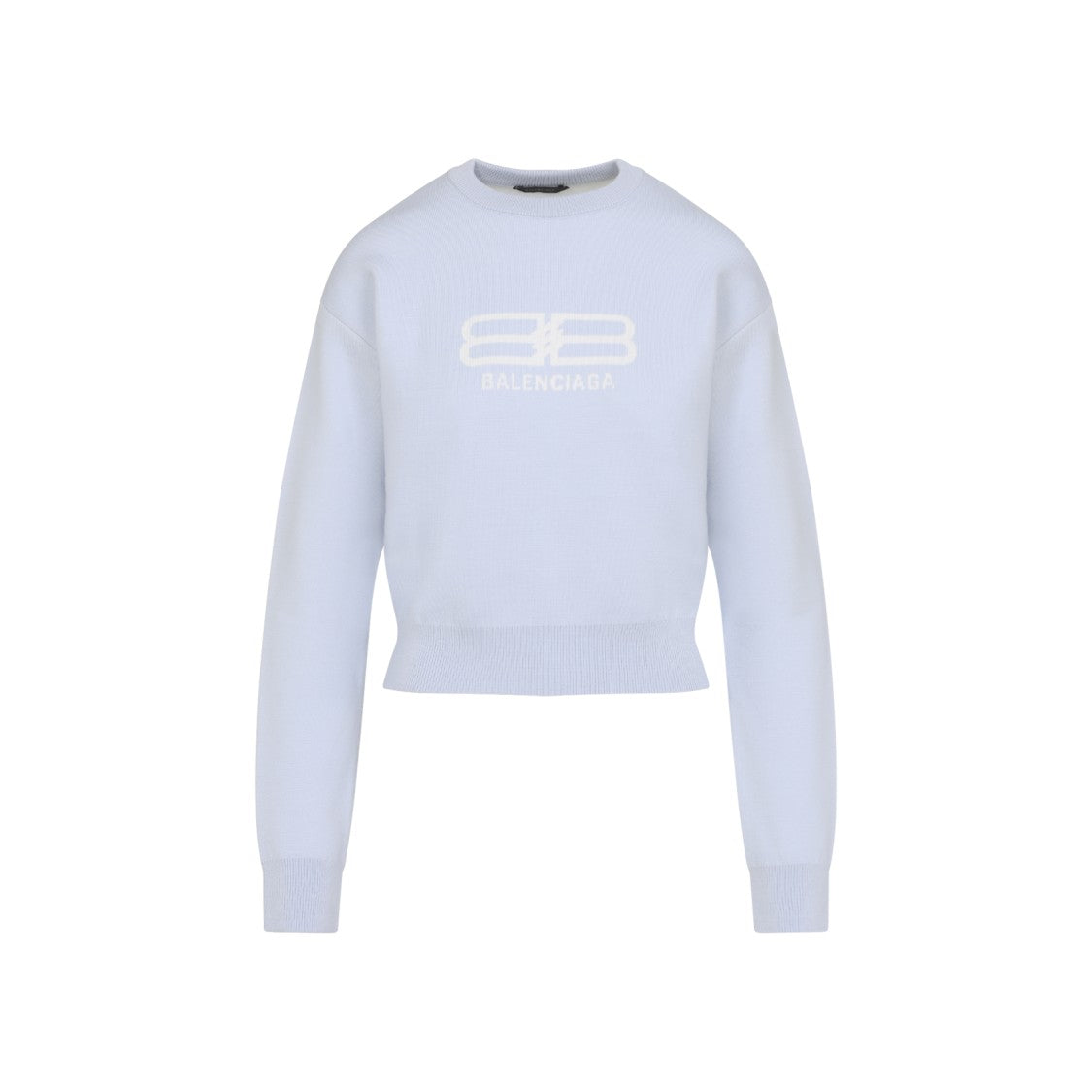 Light Blue Cropped Sweater with Minimalist Logo Design