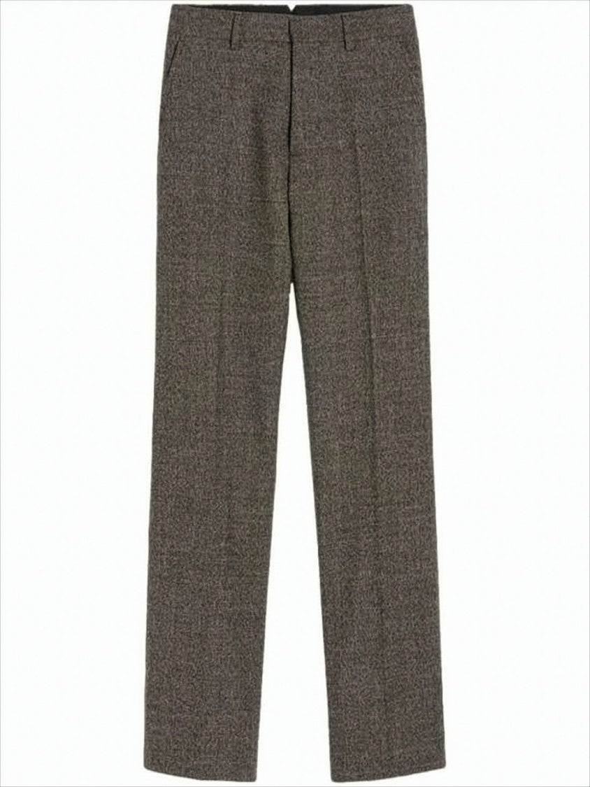 Straight-Leg Textured Wool-Cotton Suit Pants