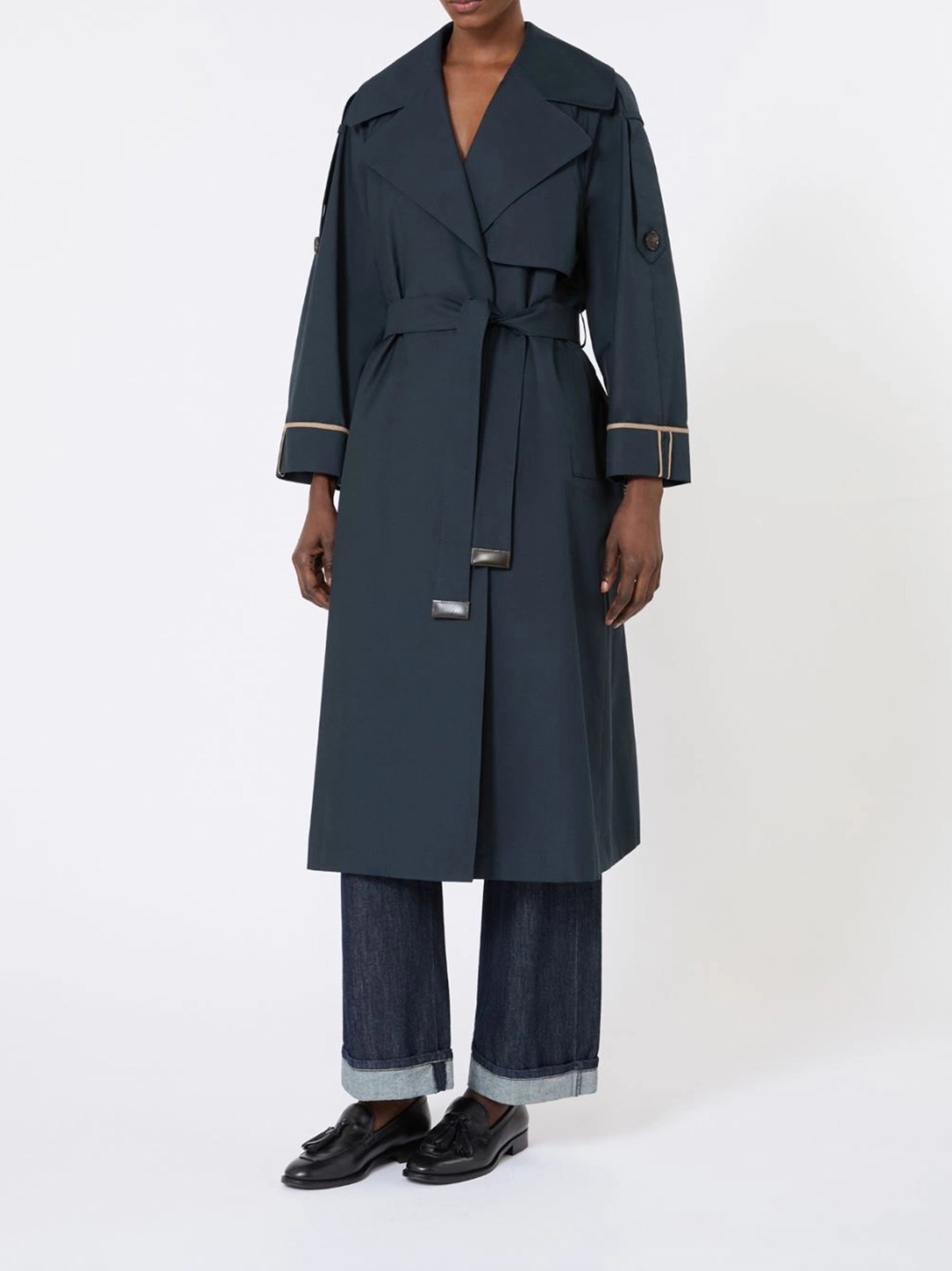 Blue Utren Mid-Length Trench Coat