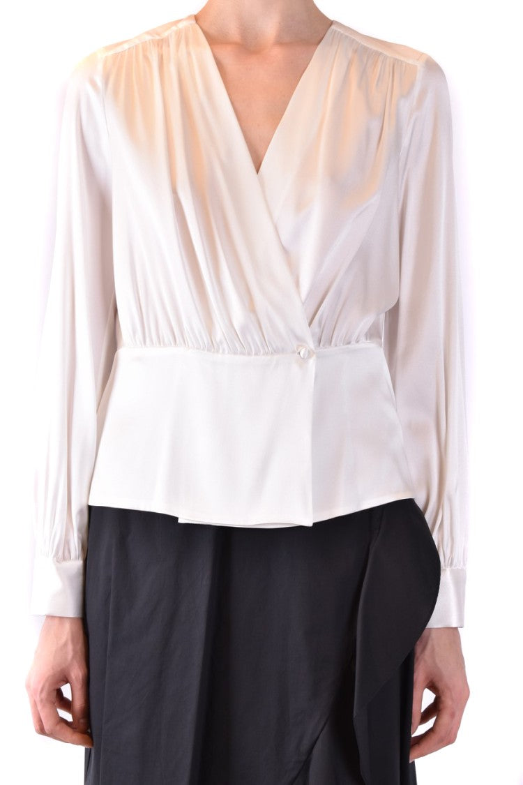 Silk Blend Blouse With Wrap-Style Front