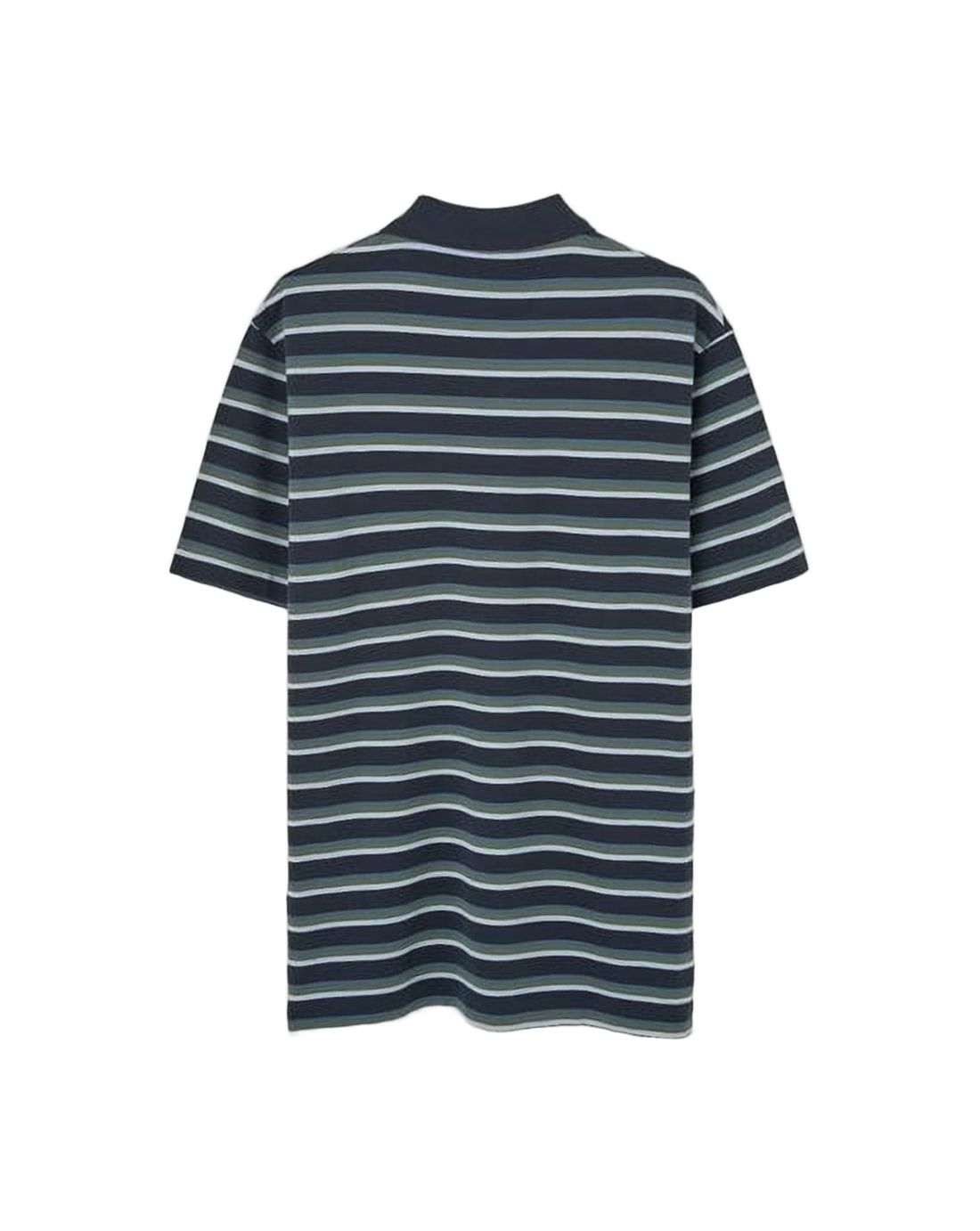 Horizontal Striped Polo Shirt with Classic Collar