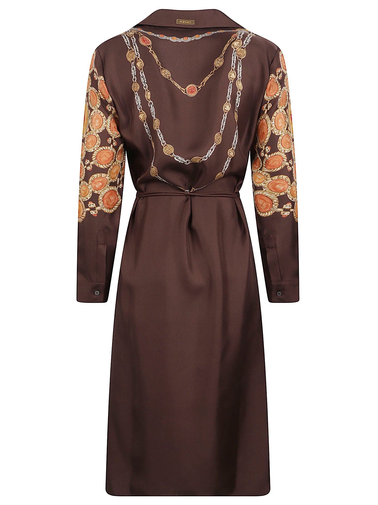 Button-Down Dress with Chain and Medallion Prints