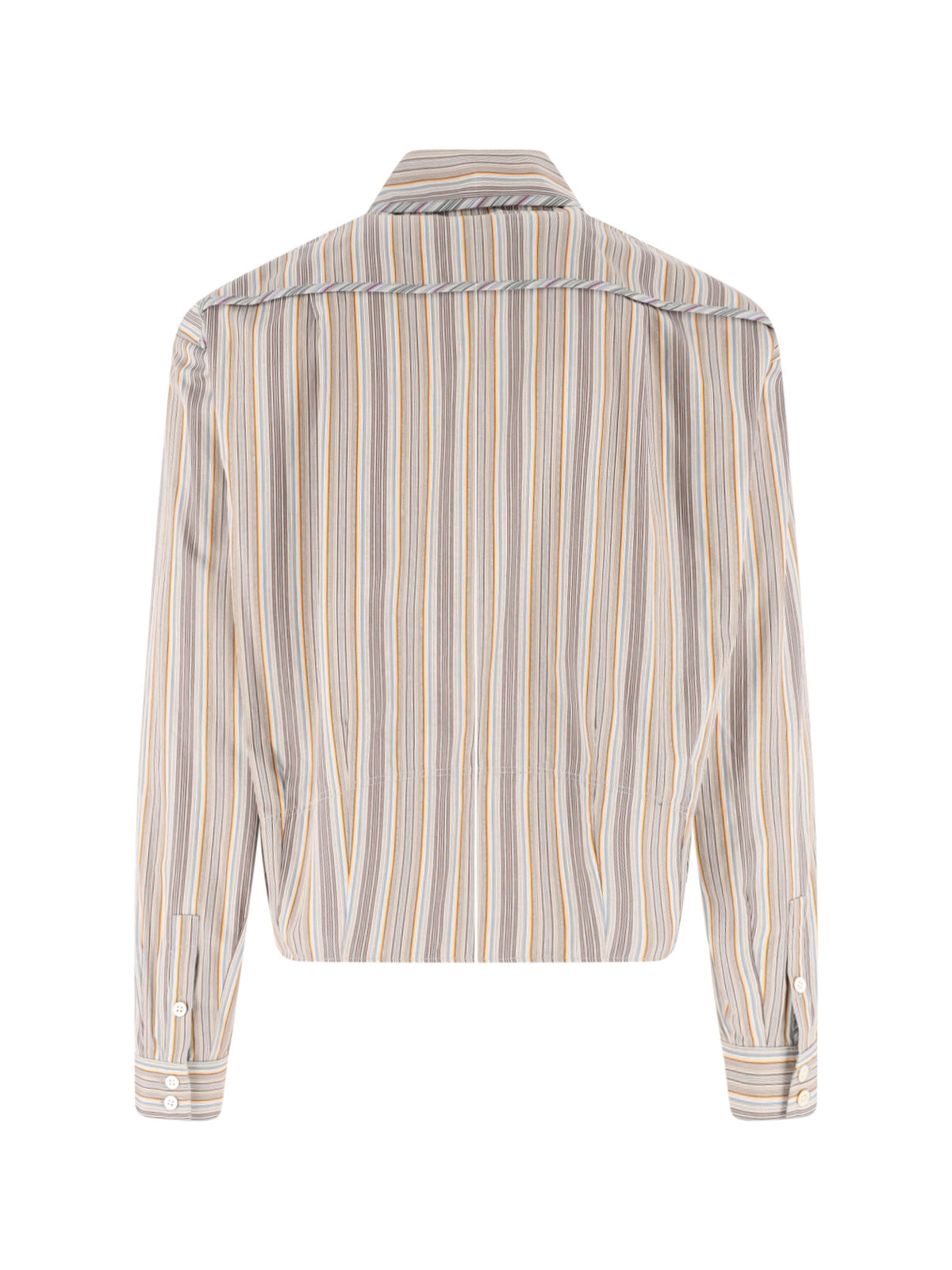 Beige Striped Diagonal Zip Shirt