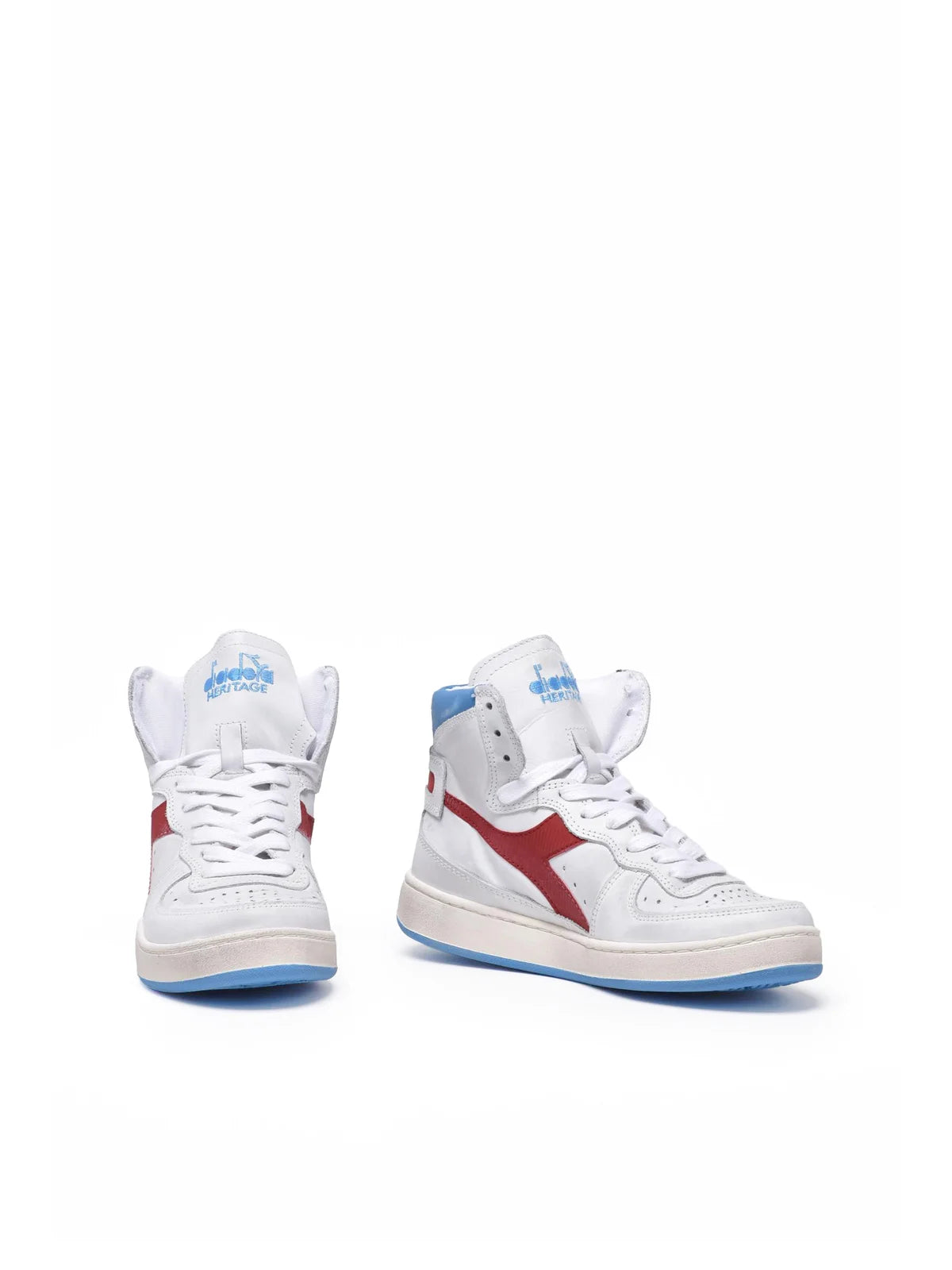White Red Leather Basket Sneakers