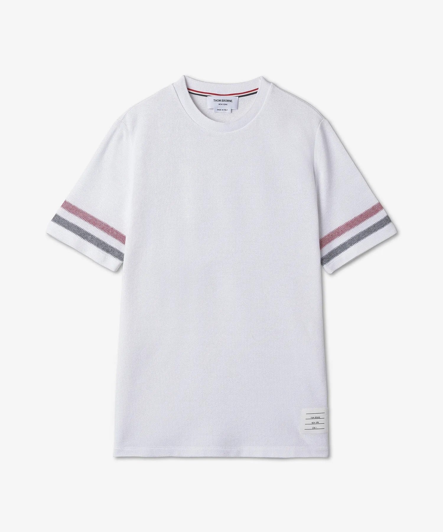 Short-Sleeved T-Shirt with Striped Sleeve Accents