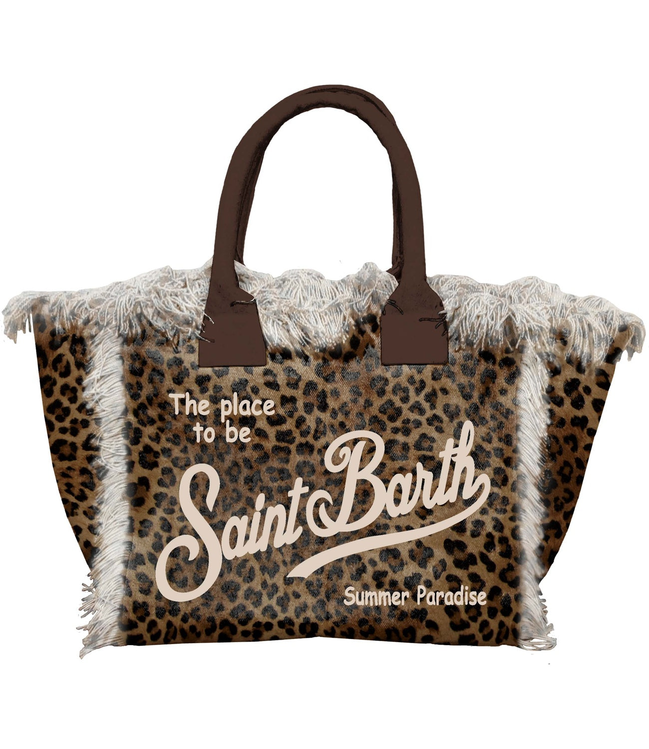 Large Leopard Print Tote Bag with Fringed Edges