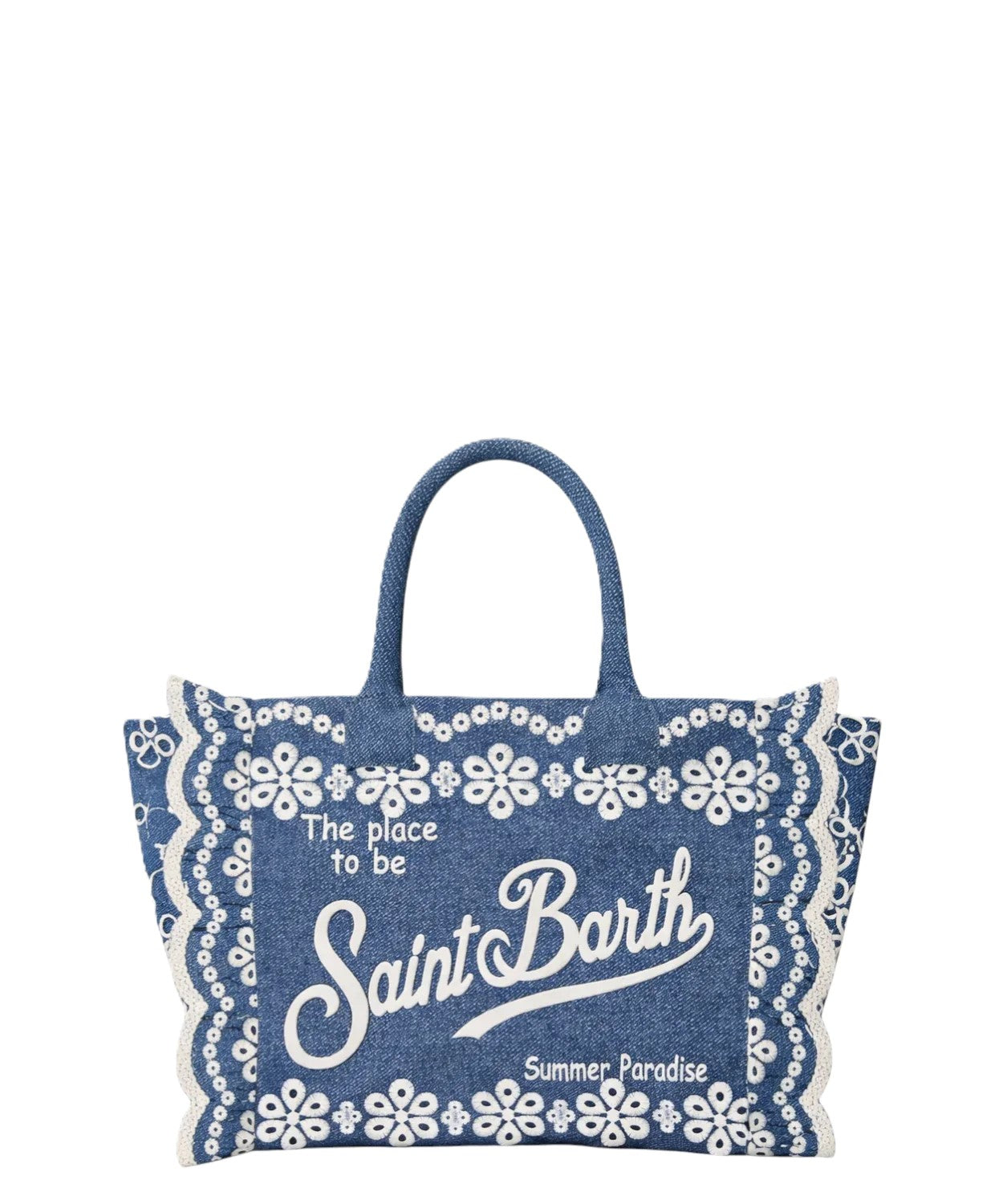 Structured Tote Bag with Floral Embroidery