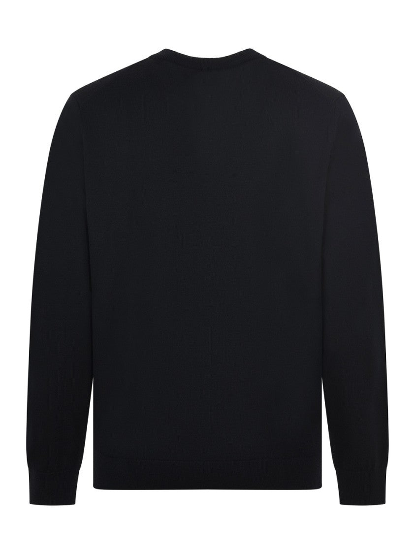 Wool Knit Sweater with Classic Fit and Subtle Logo Detail