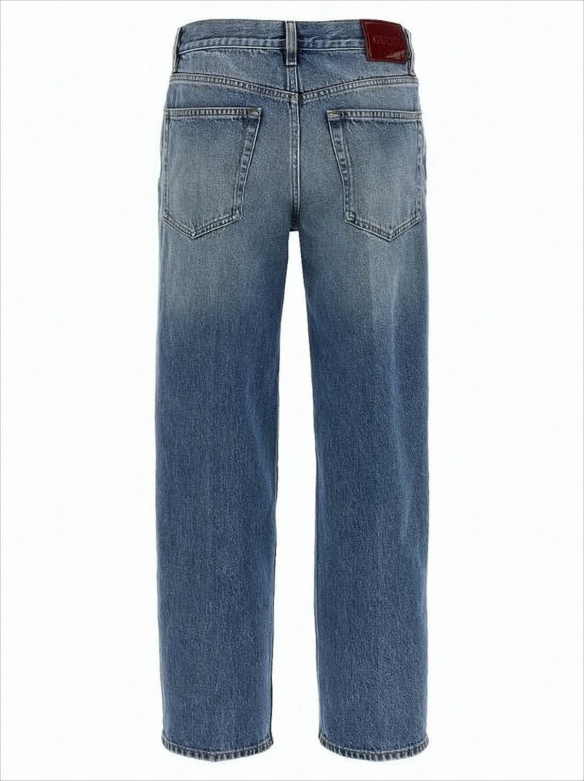 Straight-Leg Denim Pants with Mid-Rise Waist