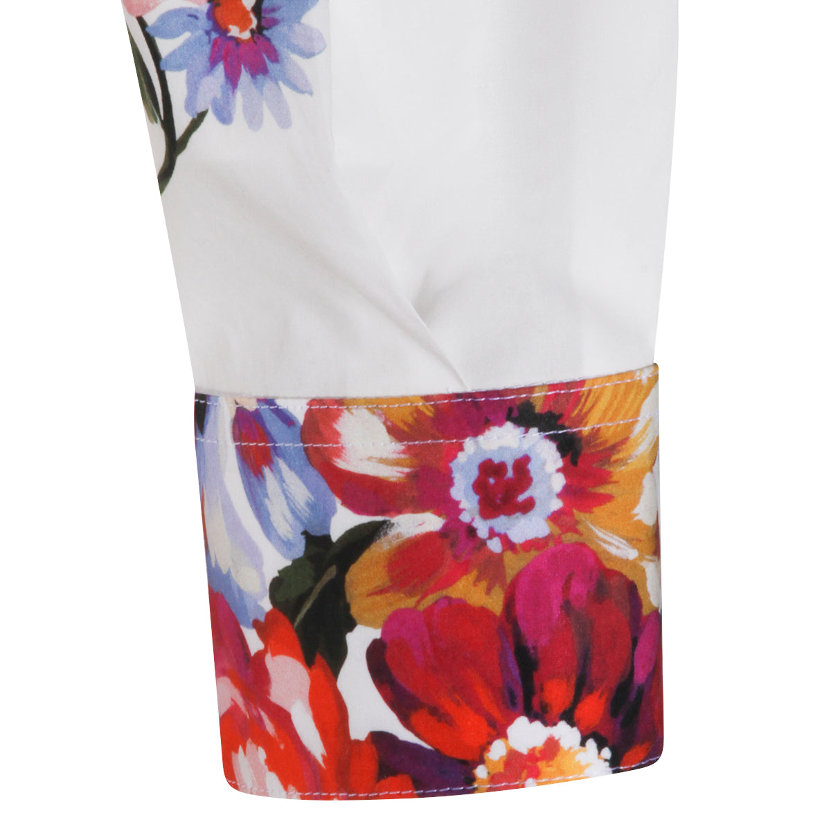 White Floral Tie-Front Cropped Shirt