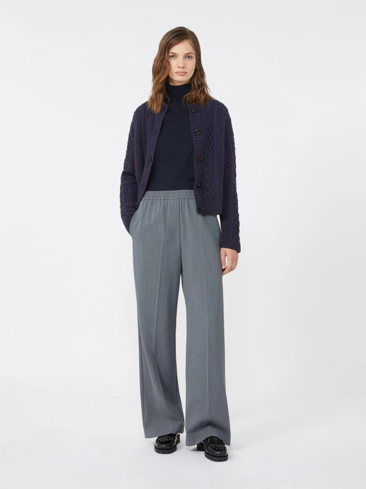 Wide-Leg Pants With Elastic Waistband And Design