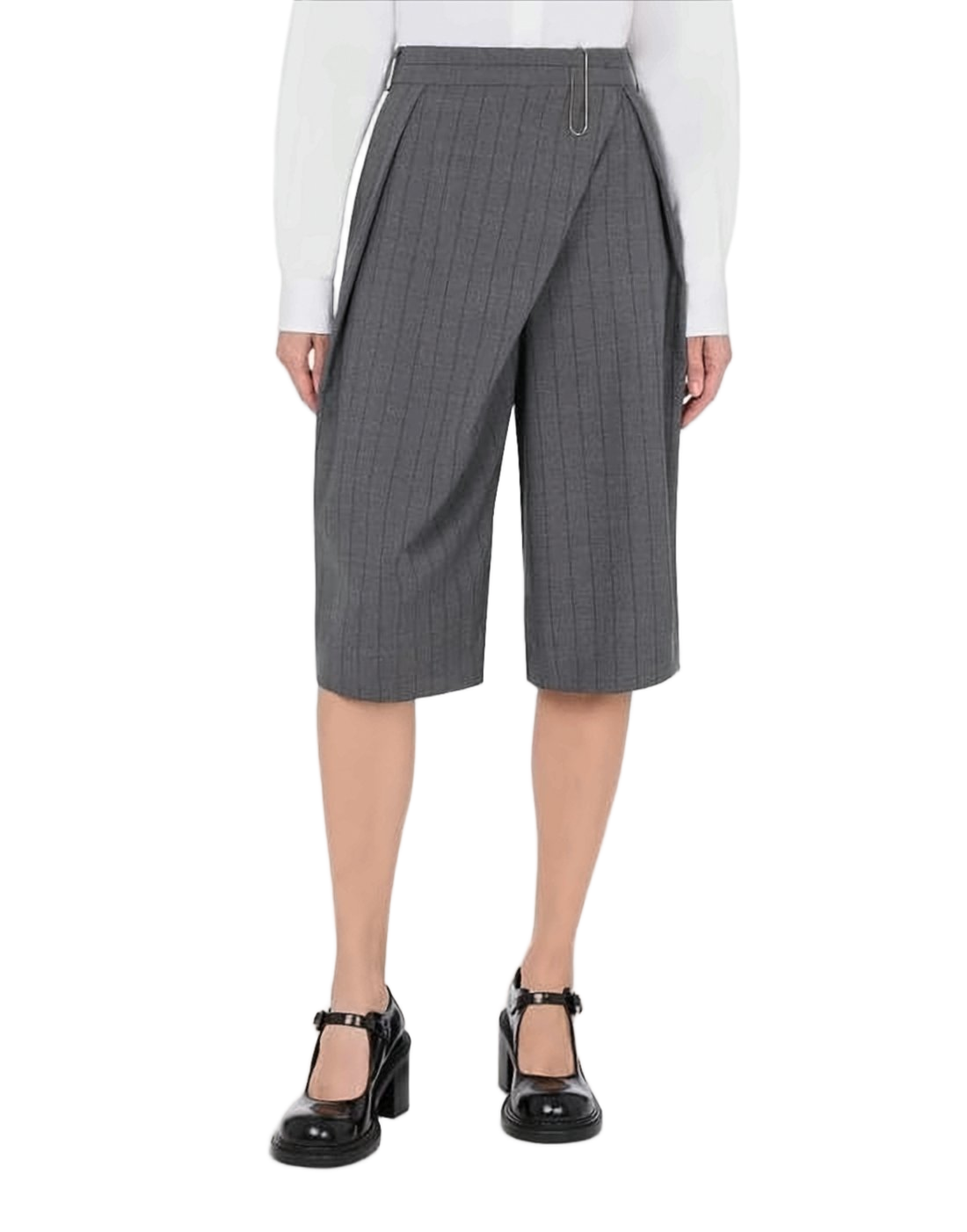 Tailored Knee-Length Shorts with Pinstripe Pattern
