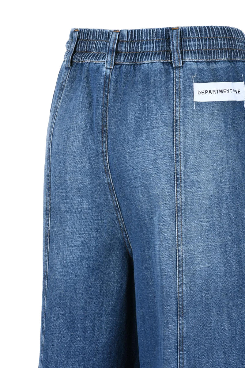 Cotton Wide Leg Jeans - Blue
