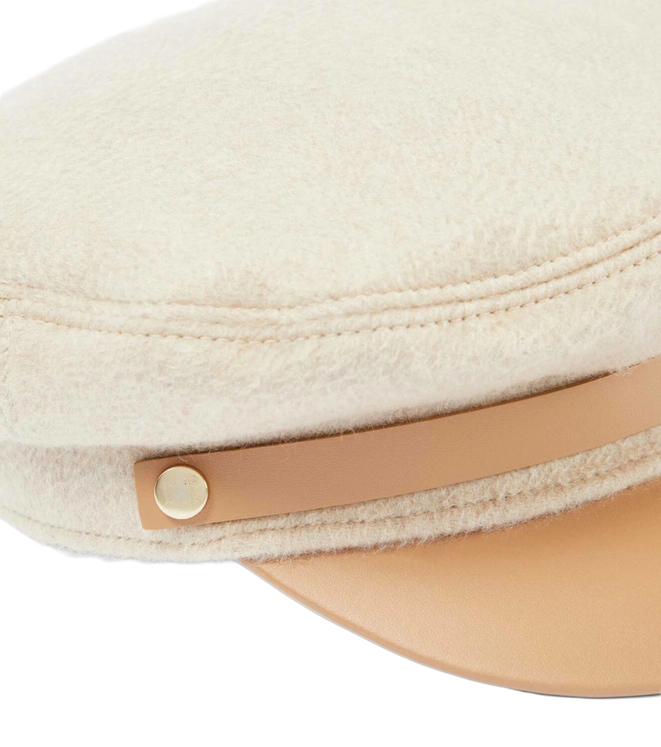 Structured Cashmere Crown Hat with Leather Visor