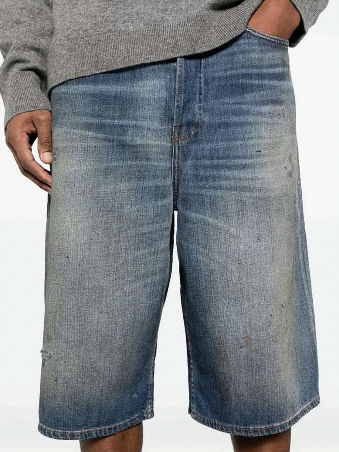 Faded Blue Denim Shorts with Relaxed Fit