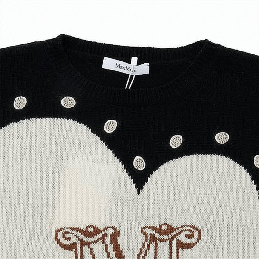 Heart Design Knit Sweater with Decorative Lettering