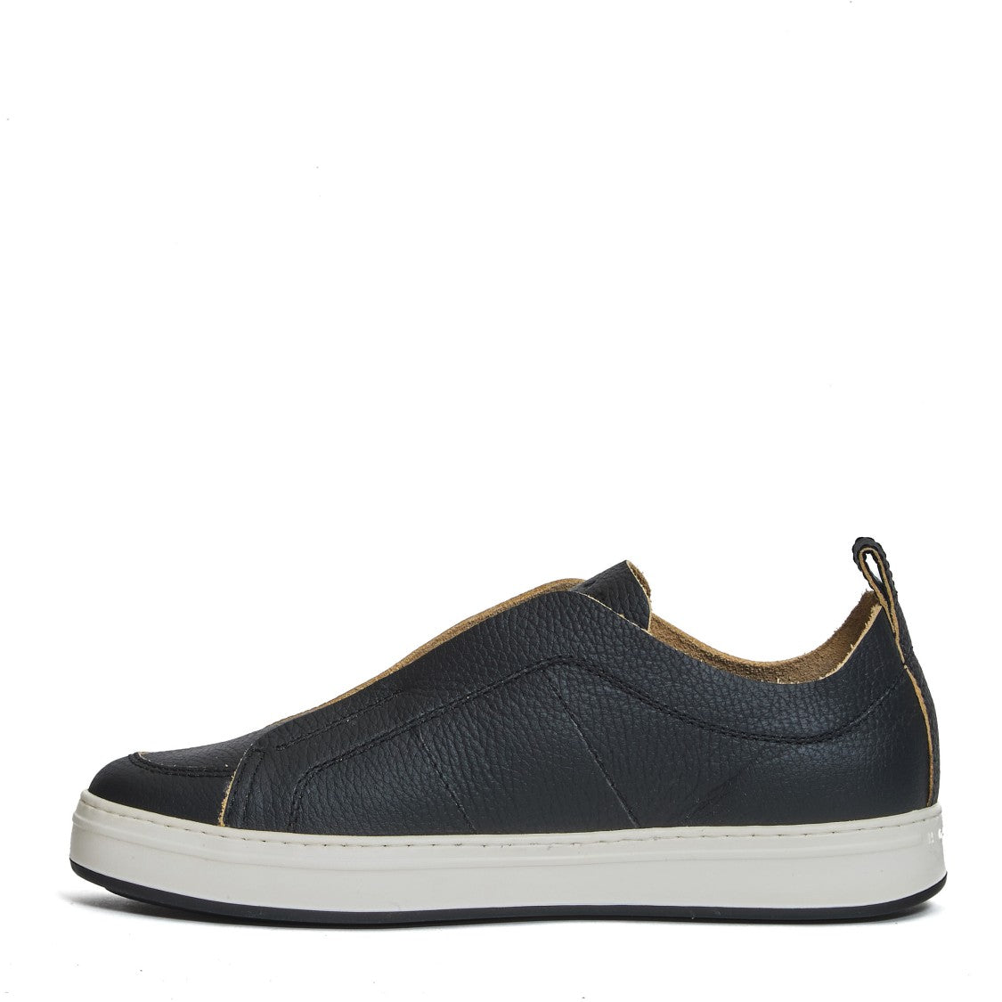 Black Leather Sneakers With Design