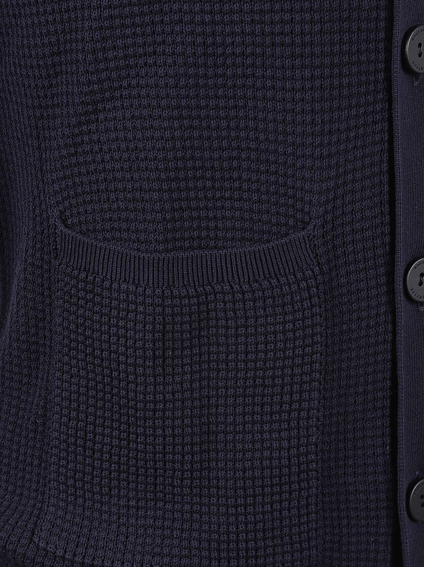 Textured Knit Sweater With Button-Up Front