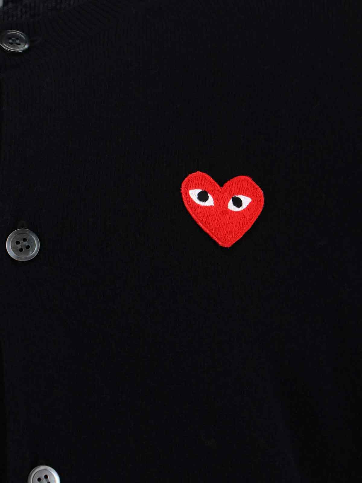 Black Heart Embroidered Round Neck Cardigan