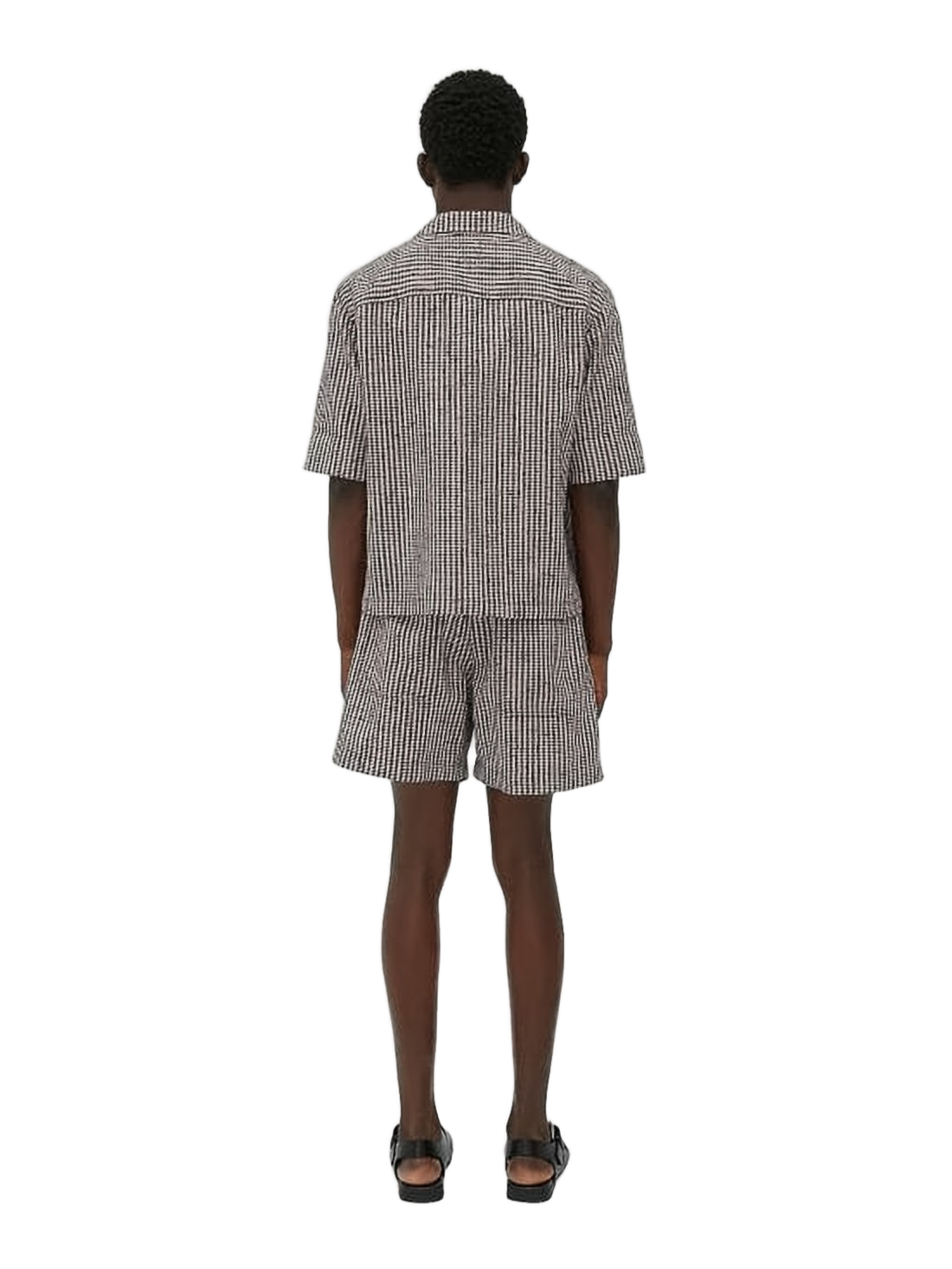 Fine Checkered Short-Sleeve Shirt with Classic Collar