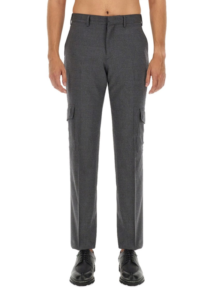 Tailored Grey Wool Pants With Cargo Pockets