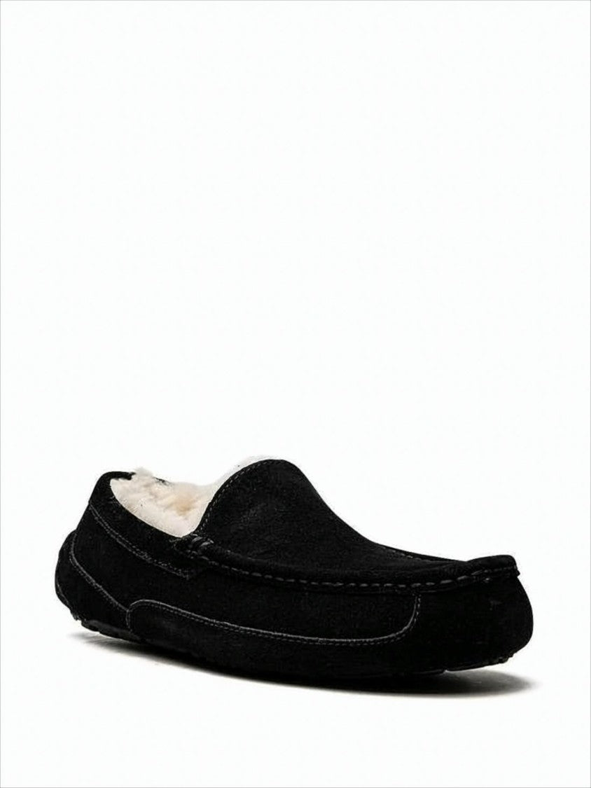 Moccasin-Style Suede Slip-On Loafers with Fluffy Lining