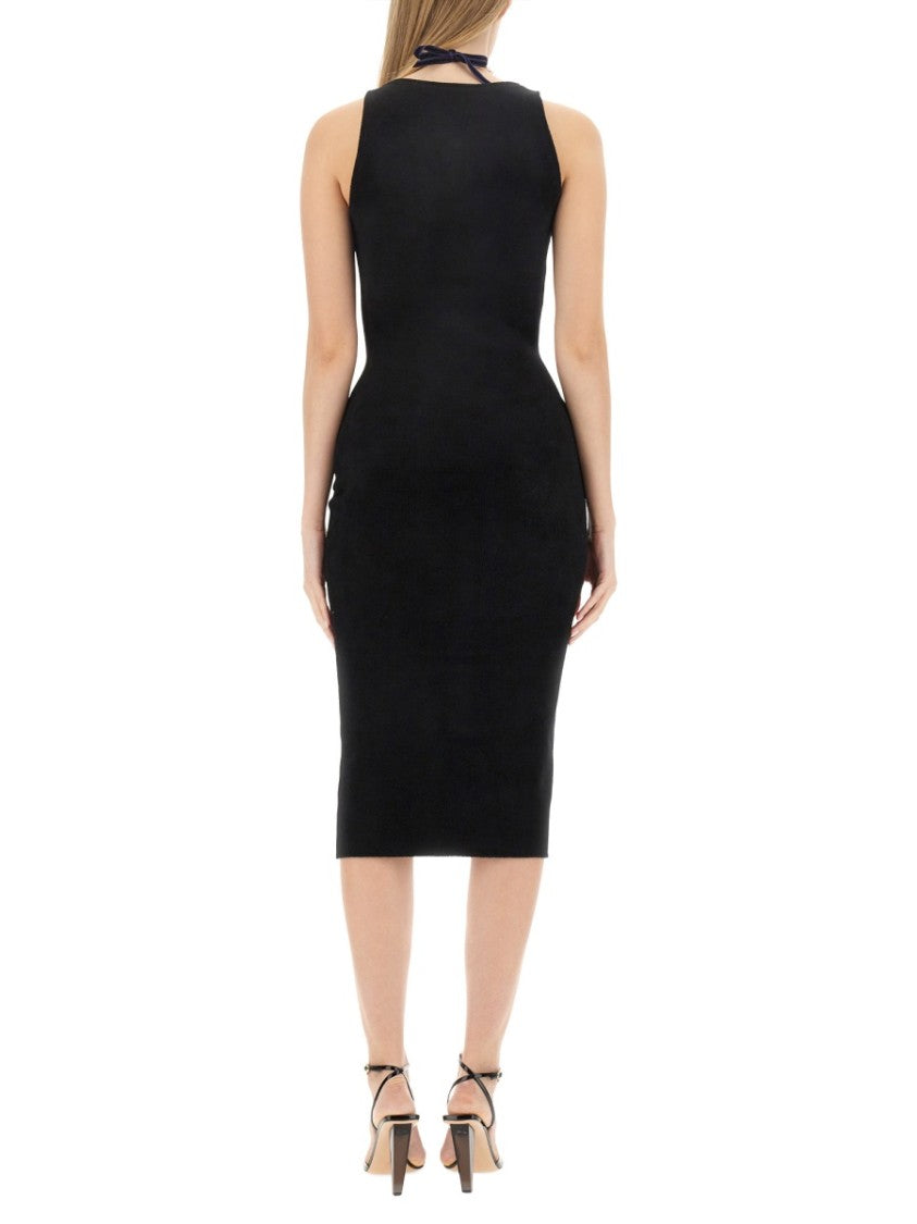 Slim Fit Midi Dress With Sweetheart Neckline