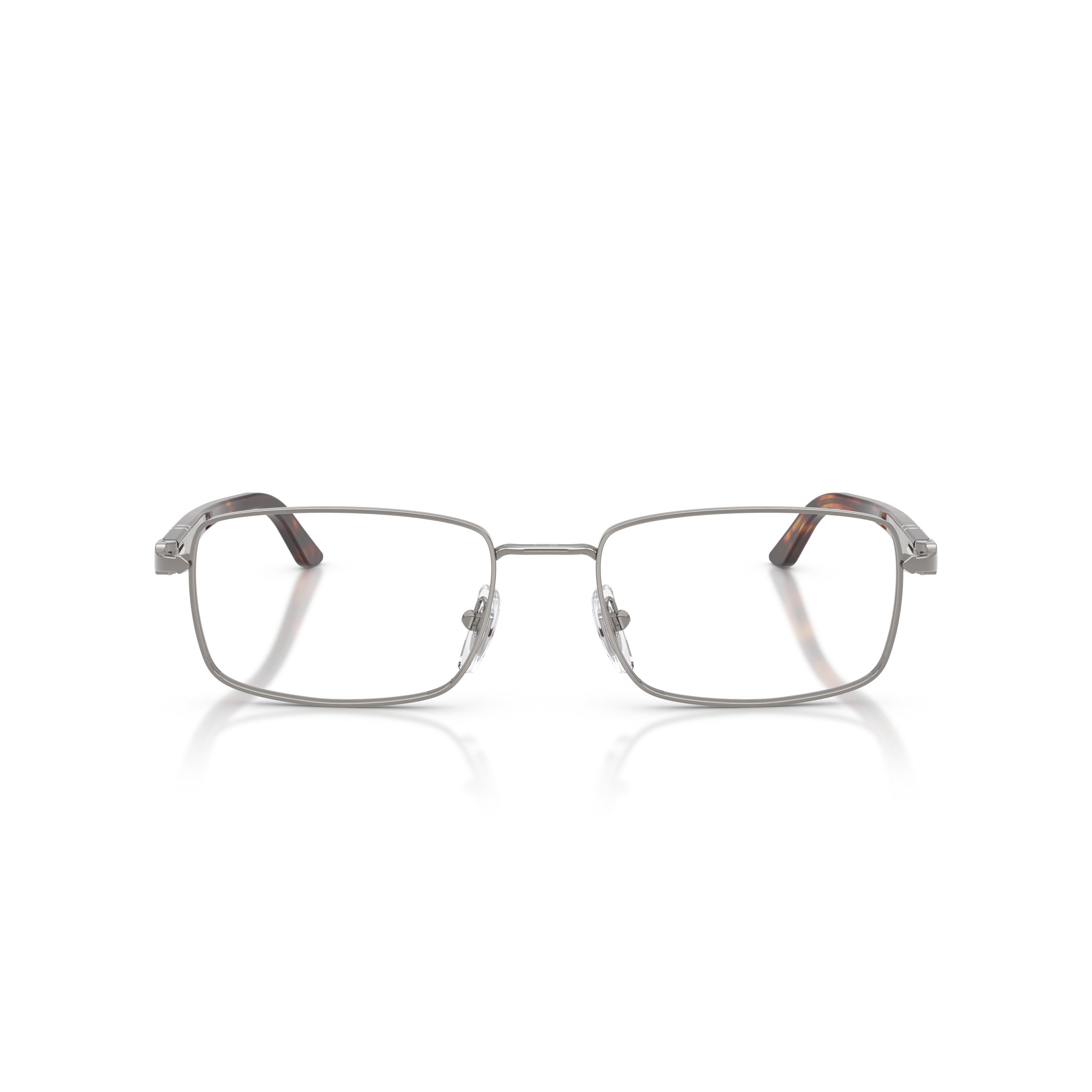 Rectangular Metal Frame Eyeglasses With Tortoiseshell Accents