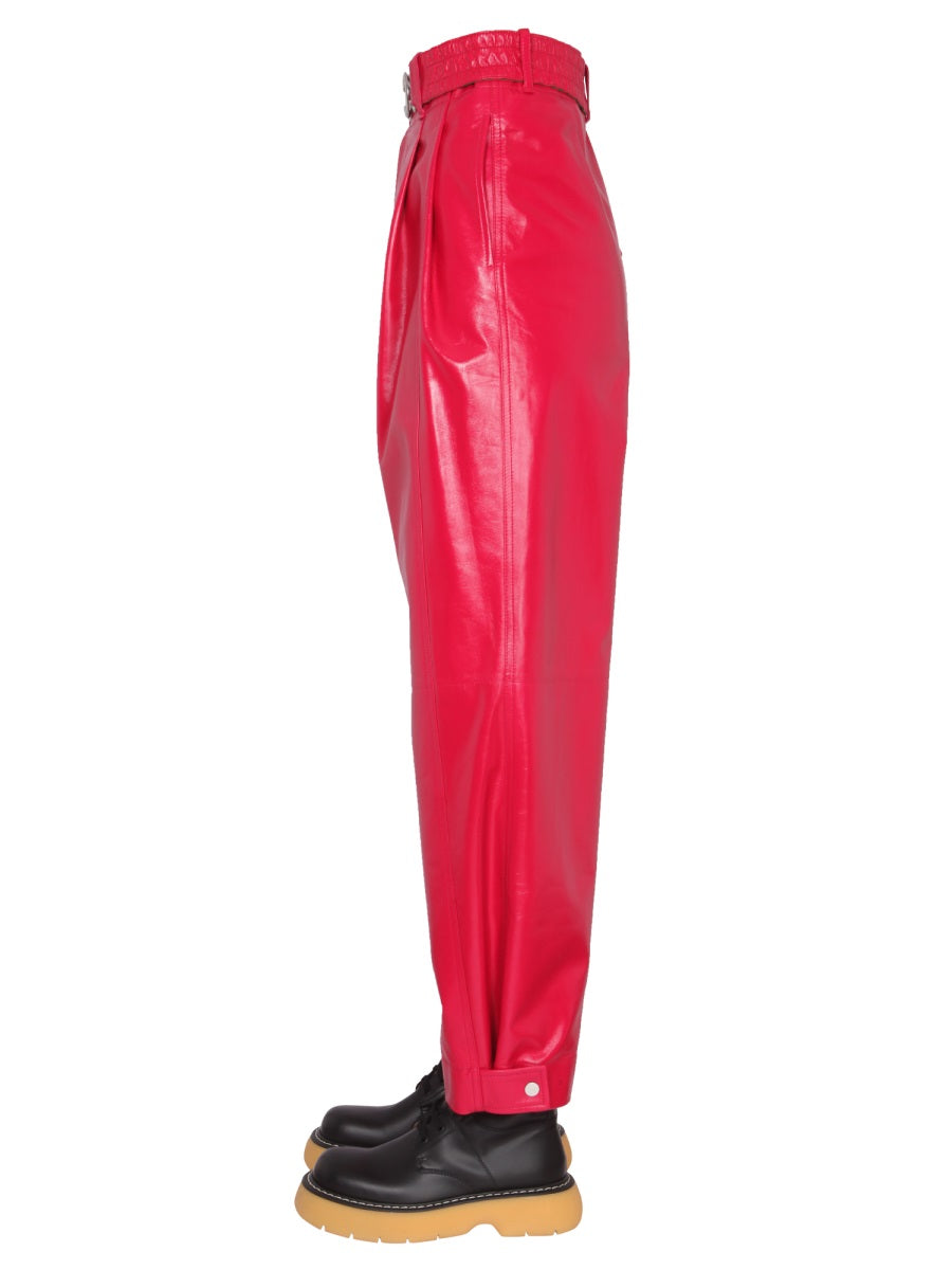 Sleek Black Leather Pants with Zip
