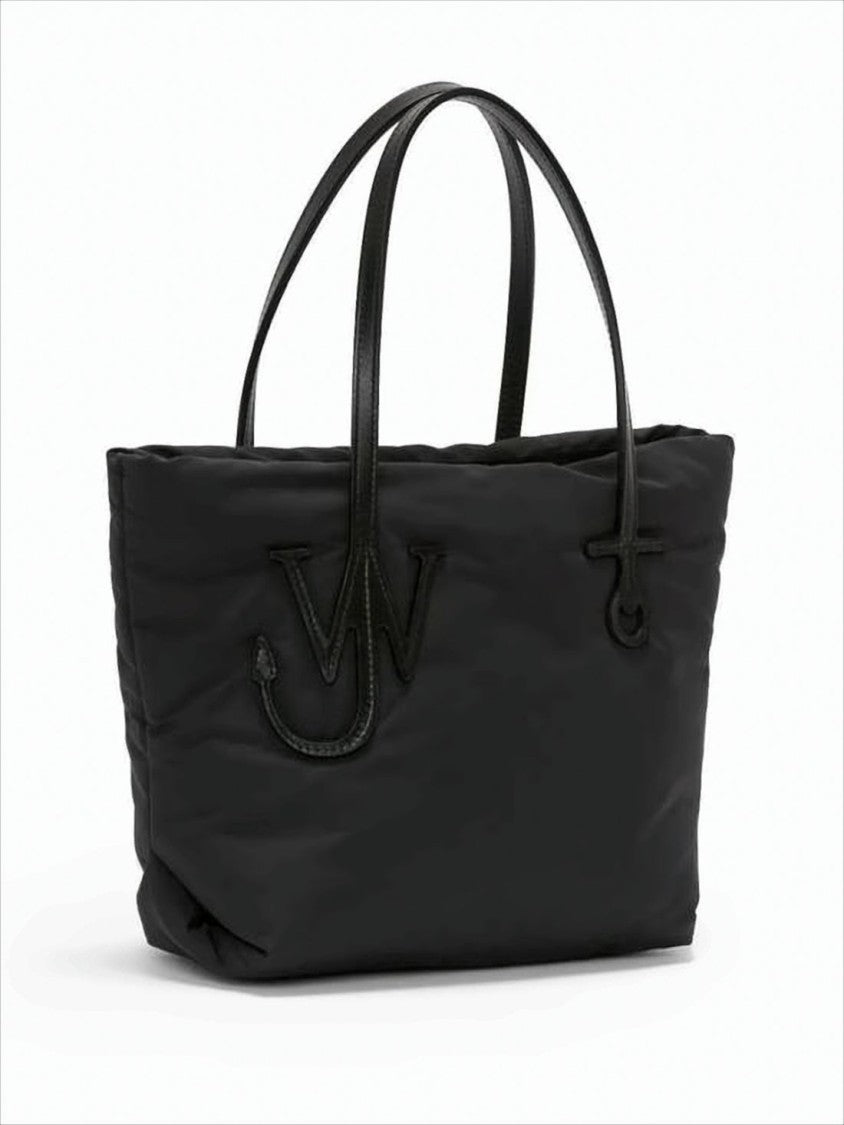 Sleek Black Polyester Tote Bag With Zippered Closure