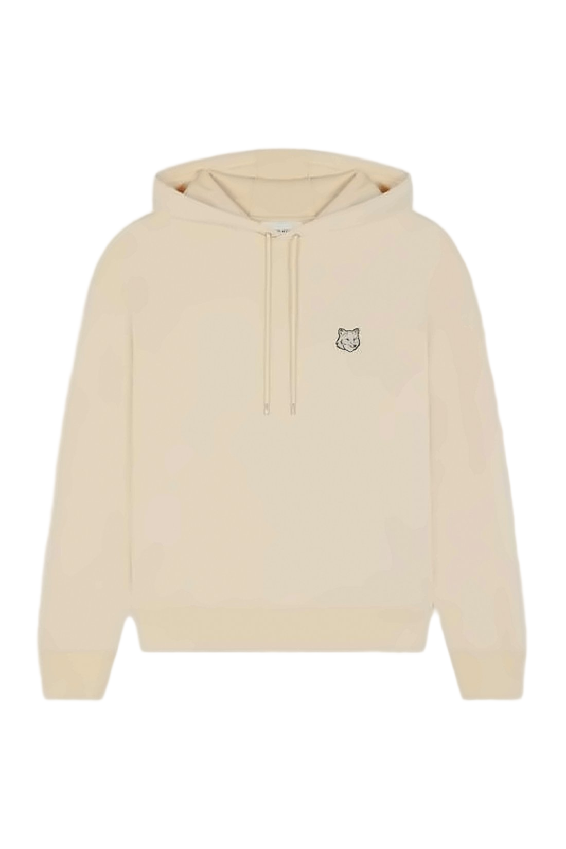 Cropped Light Beige Hoodie With Embroidered Fox Emblem