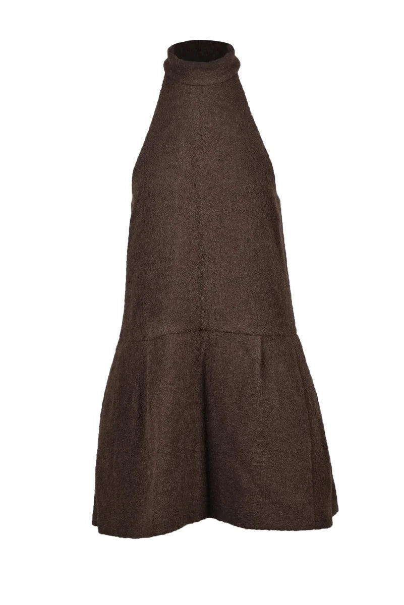 Bouclé Wool Alpaca Dress - Brown