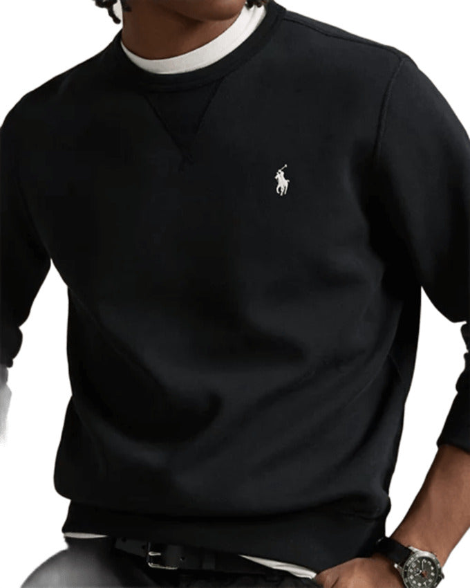 Black Sweatshirt with Ribbed Details
