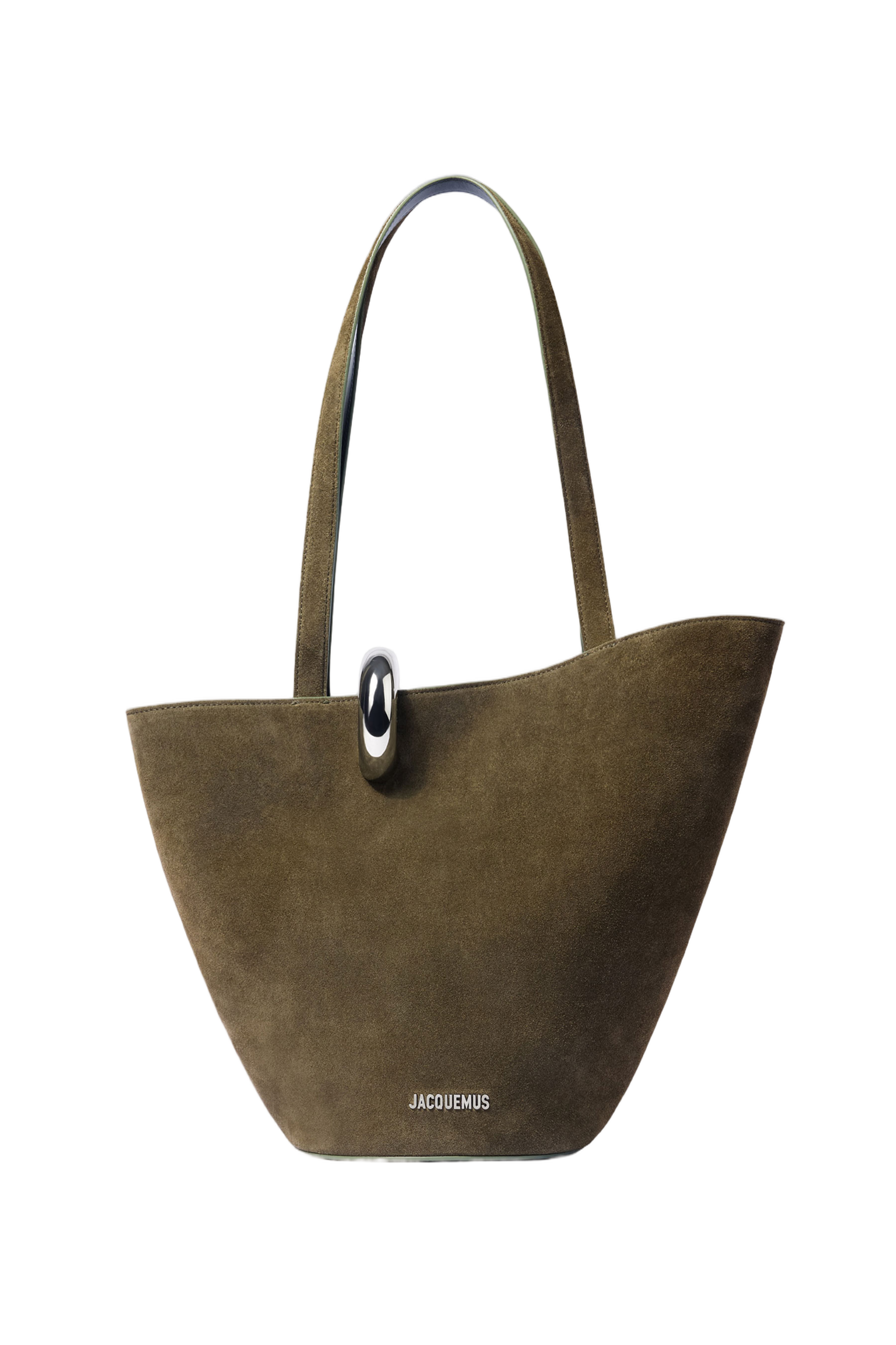 Asymmetric Olive Green Suede Bucket Bag