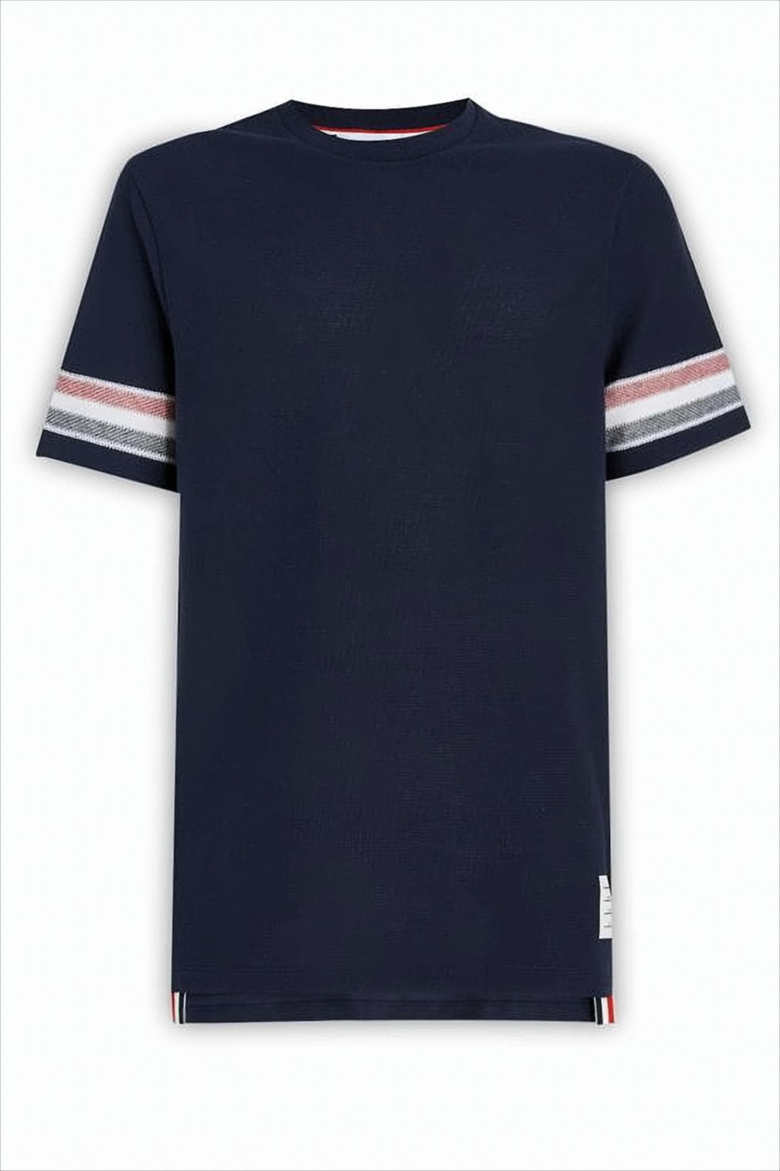 Short-Sleeved Black T-Shirt with Striped Detailing