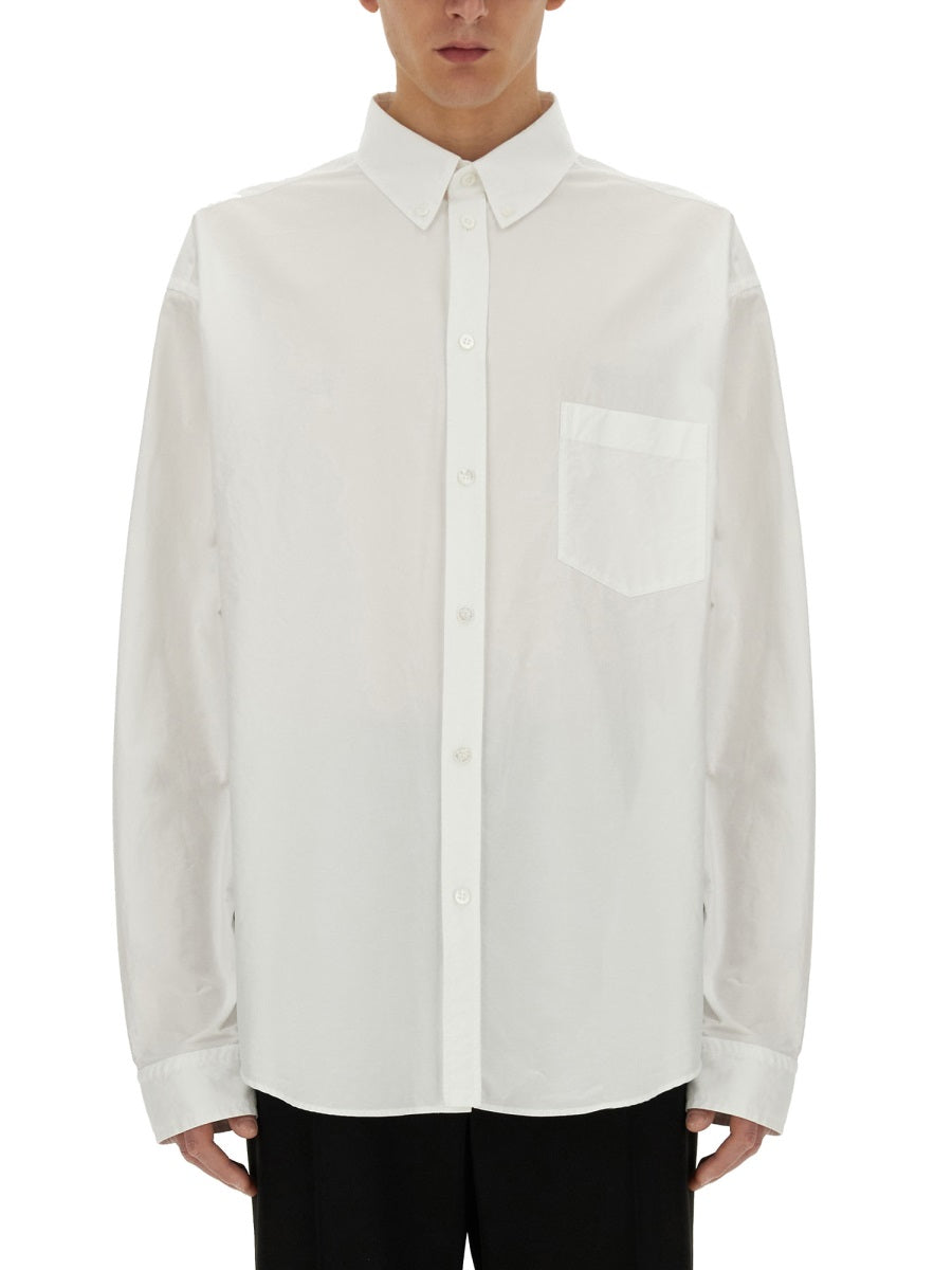 Relaxed Fit White Cotton Shirt with Classic Collar