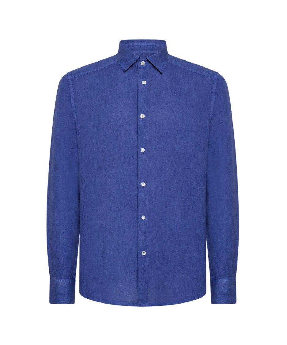 Garment-Dyed Linen Shirt with Italian Collar
