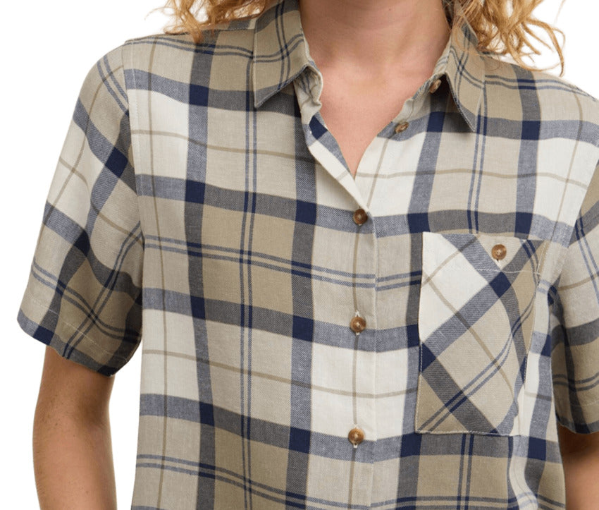 Navy Tartan Cotton Shirt Dress