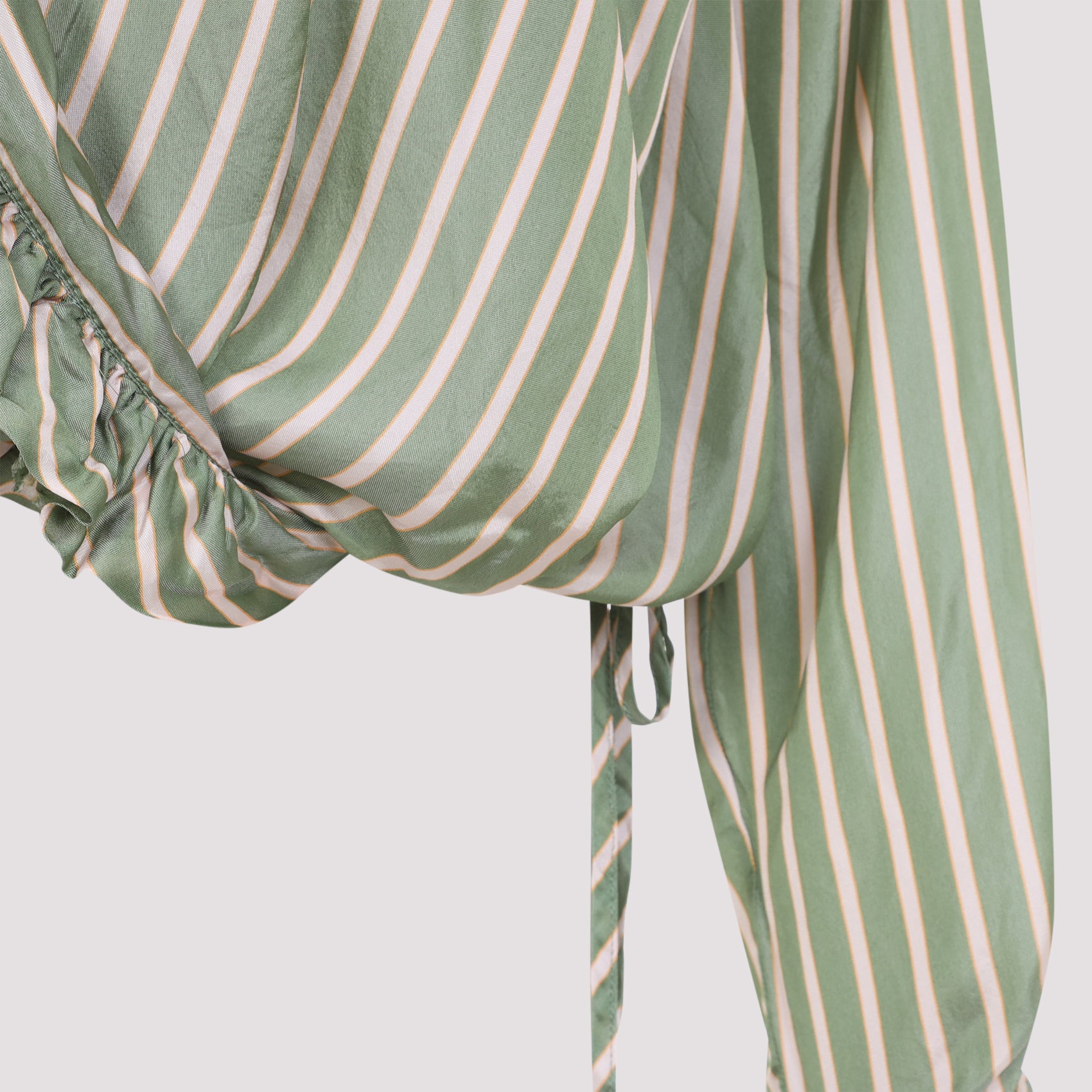 Wrap-Style Blouse with Ruffle Neckline