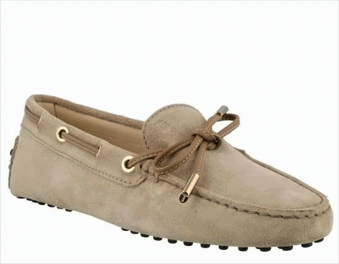 Classic Suede Loafer with Decorative Bow and Signature Pebbled Sole