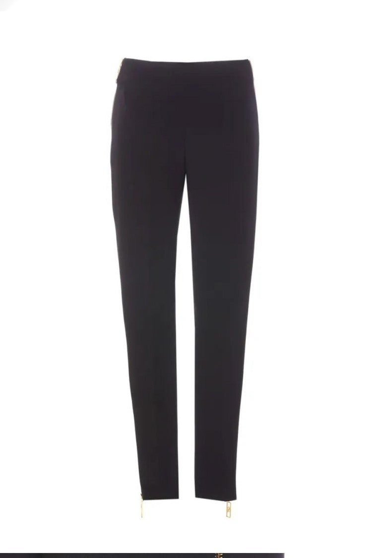 Tailored Trousers With Gold Zipper Accents
